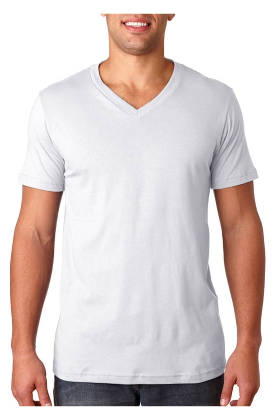 Unisex Jersey S/S V-Neck Tee , 3005 , White , Large