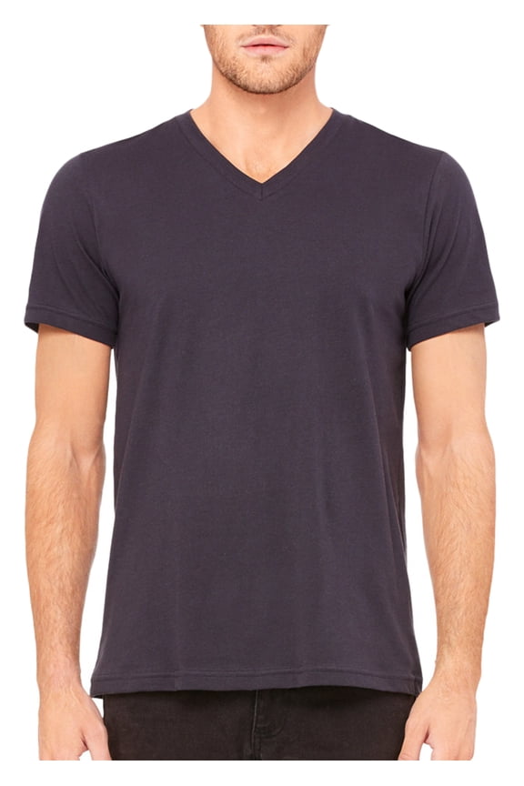 Unisex Jersey S/S V-Neck Tee , 3005CVC , Heather Navy , XXX-Large