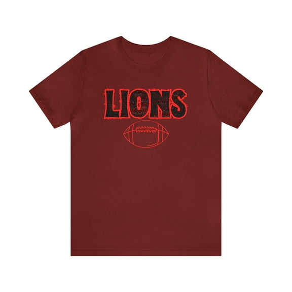 Unisex Jersey Short Sleeve Tee Lions Football Red Tshirt