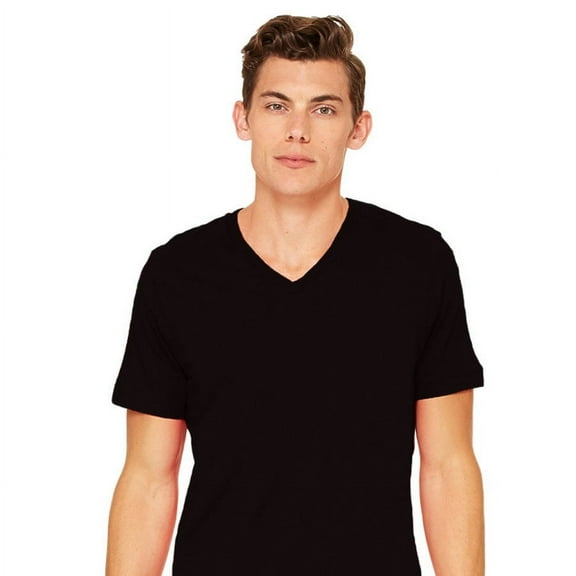 Unisex Jersey Short-Sleeve V-Neck T-Shirt - BLACK - 3XL