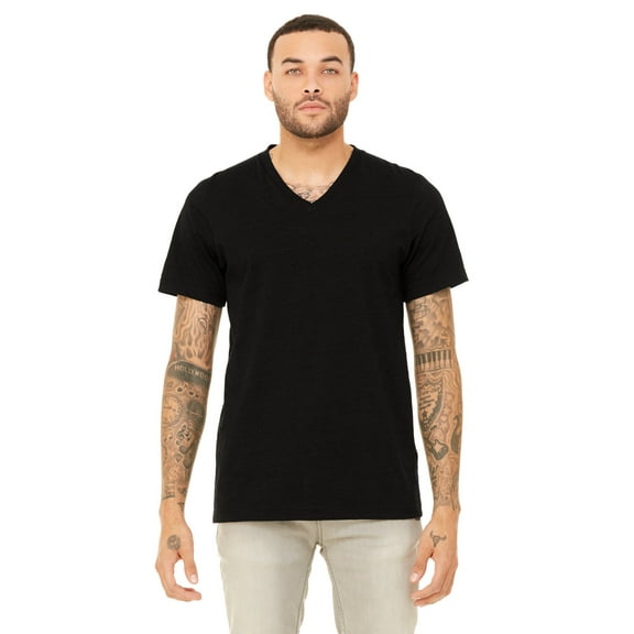 Unisex Jersey Short-Sleeve V-Neck T-Shirt - BLACK HEATHER - 3XL