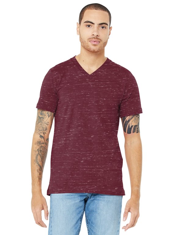 Unisex Jersey Short-Sleeve V-Neck T-Shirt - MAROON MARBLE - M