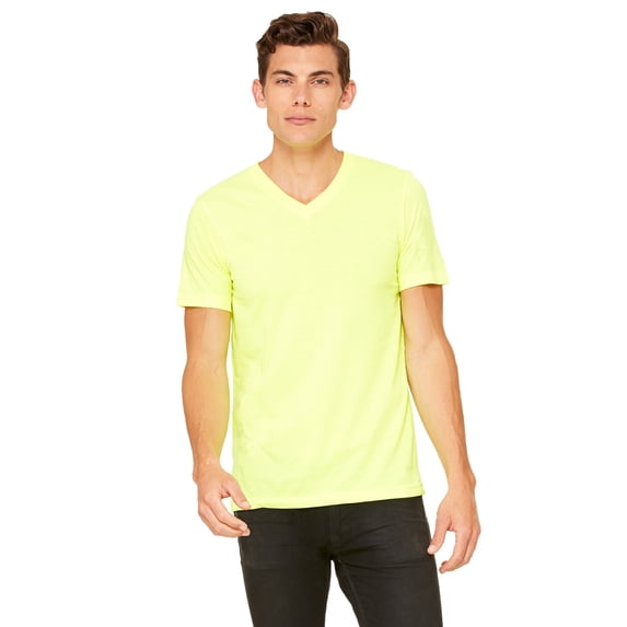 Unisex Jersey Short-Sleeve V-Neck T-Shirt - NEON YELLOW - M