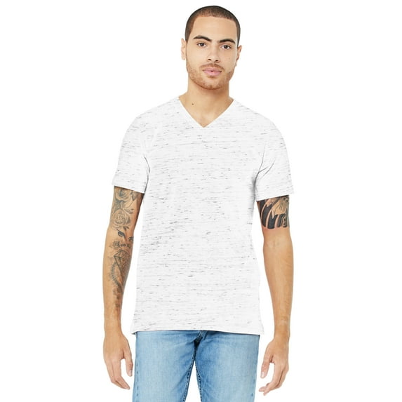 Unisex Jersey Short-Sleeve V-Neck T-Shirt - WHITE MARBLE - L