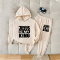 thumbnail image 1 of Unisex Jesus Themed Kids 2-Piece Cotton Hoodie & Jogger Set - 100% Soft Faith-Based Outfit for 2-8 Years, Beige,Size 6-7 T, 1 of 6