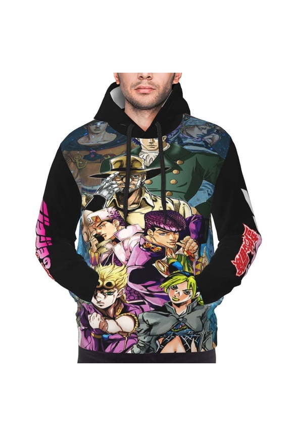 Unisex JoJo Bizarre Adventure Pullover Hoodies 3D Print Novelty Sweatshirts Hoodie with Pocket for Men Women