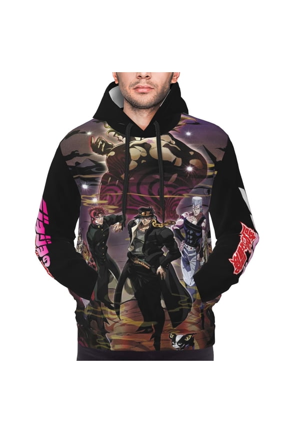 Unisex JoJo Bizarre Adventure Pullover Hoodies 3D Print Novelty Sweatshirts Hoodie with Pocket for Men Women