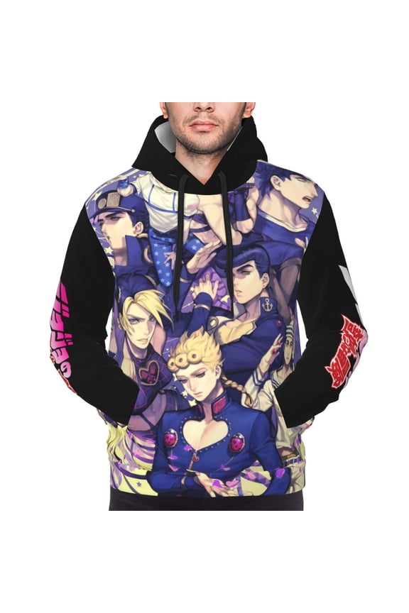 Unisex JoJo Bizarre Adventure Pullover Hoodies 3D Print Novelty Sweatshirts Hoodie with Pocket for Men Women