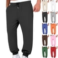 thumbnail image 1 of Unisex Jogger Pants for Men Women Solid Color Drawstring Elastic Waist Sweatpant with Pockets Casual Loose Outdoor Sport Trousers Green M, 1 of 7