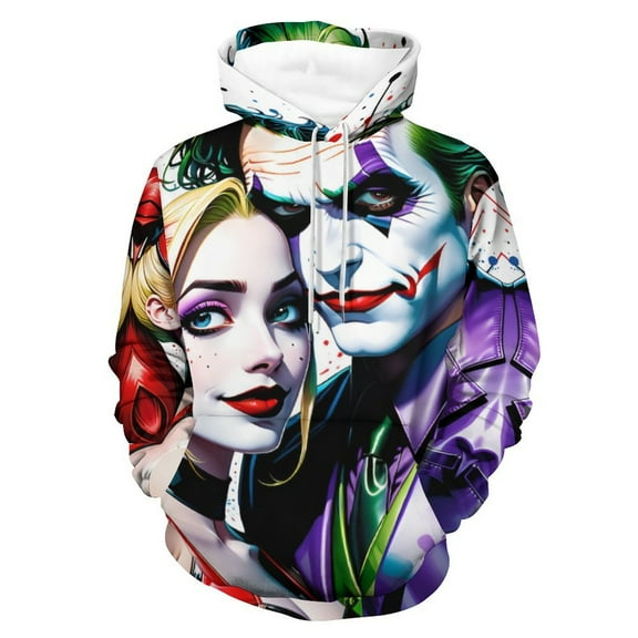 Unisex Joker Pullover Hoodies 3D Print Novelty Sweatshirts Hoodie with Pocket for Men Women