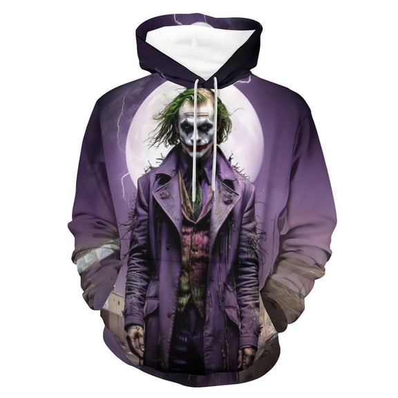Unisex Joker Pullover Hoodies 3D Print Novelty Sweatshirts Hoodie with Pocket for Men Women
