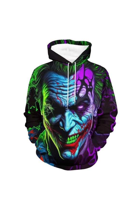 Unisex Joker Pullover Hoodies 3D Print Novelty Sweatshirts Hoodie with Pocket for Men Women