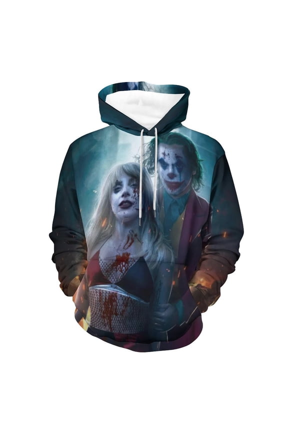 Unisex Joker Pullover Hoodies 3D Print Novelty Sweatshirts Hoodie with Pocket for Men Women