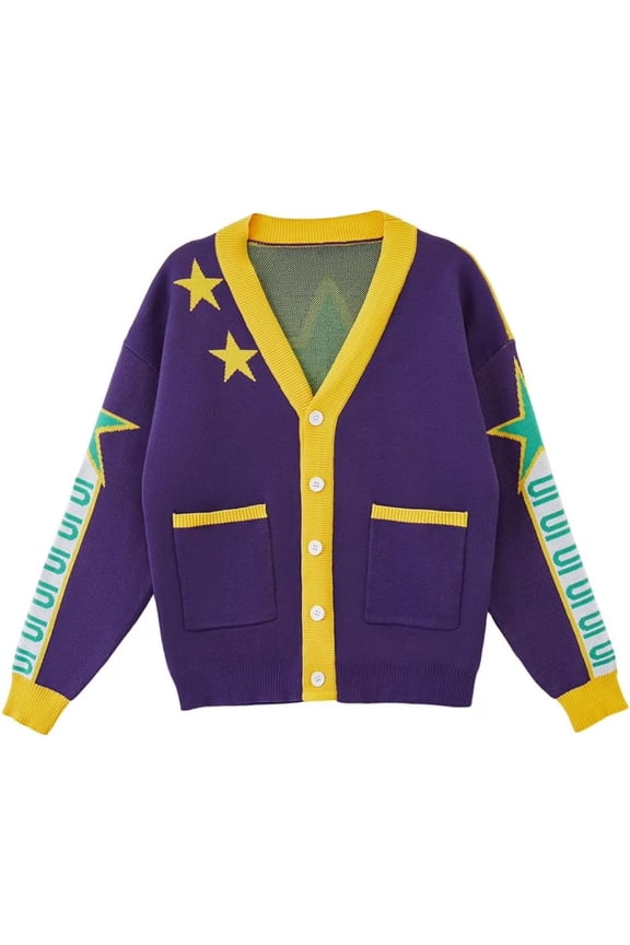 Unisex Jotaro Inspired Cardigan Sweater Jacket Casual Knit Outerwear for Women and Men