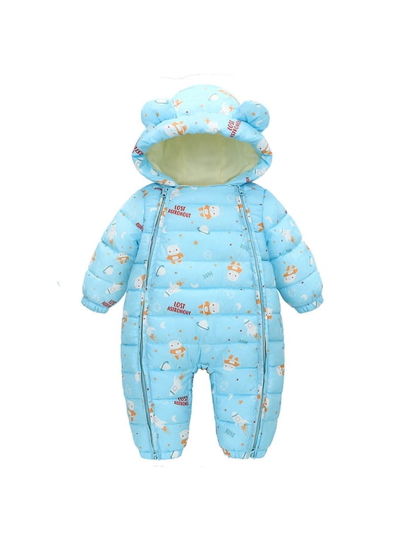 Unisex Jumpers for Baby Boys Clothes Romper Outerwear Boy Ear Baby Bear Snowsuit Jumpsuit Zipper Winter Girl Hooded Coat Jacket Boys Coat&jacket Size 12-18 Months Blue