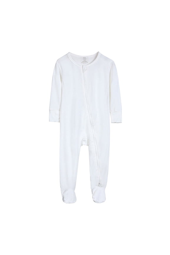 Unisex Jumpers for Baby Clothes Baby Boys Girls Cotton Rompers Footed Pajamas Zipper Long Sleeve Sleeper Jumpsuit Size 3-6 Months White