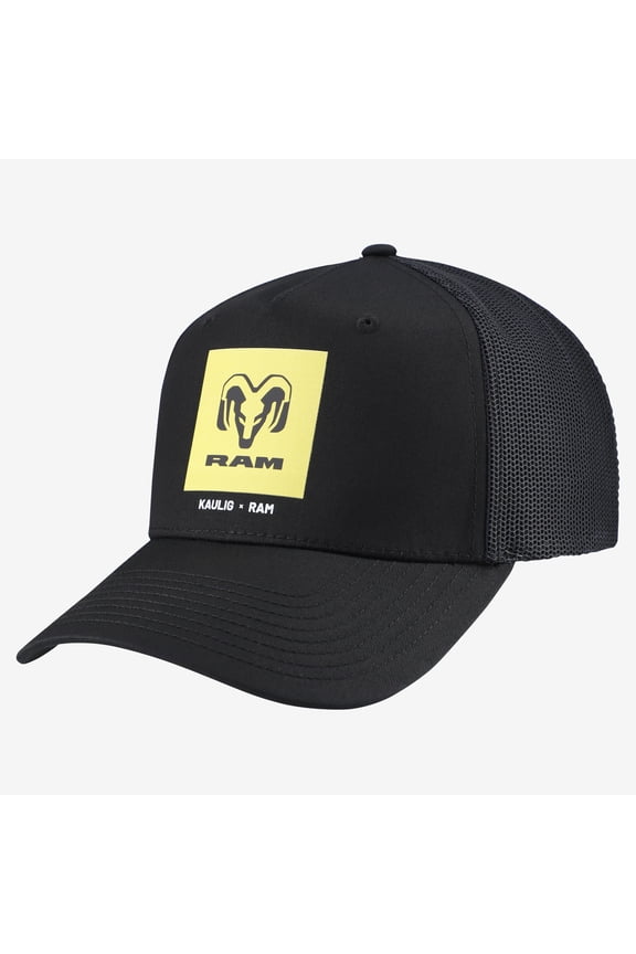 Unisex Kaulig Racing x Ram  Black Square Trucker Trucker Adjustable Hat