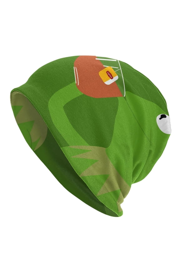 Unisex Kermit The Frog Knitted Hat Warm Slouchy Knit Hat Headwear Skull Hat For Men Women