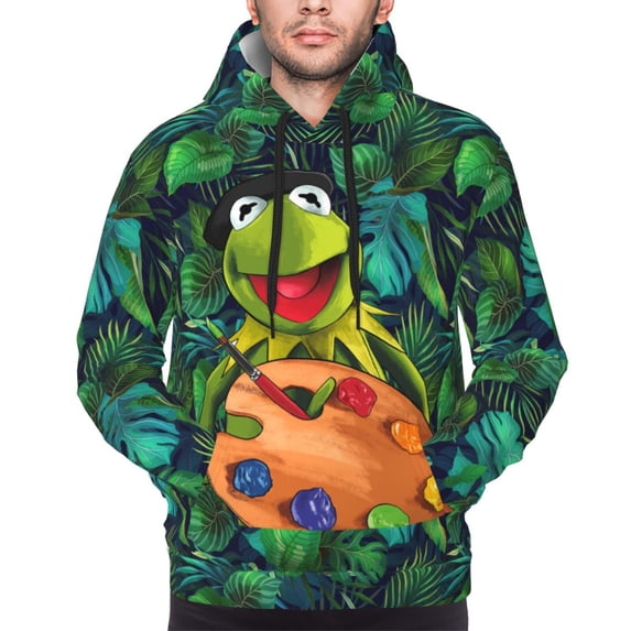 Unisex Ker-mit The Fro Pullover Hoodies 3D Print Novelty Sweatshirts Hoodie with Pocket for Men Women