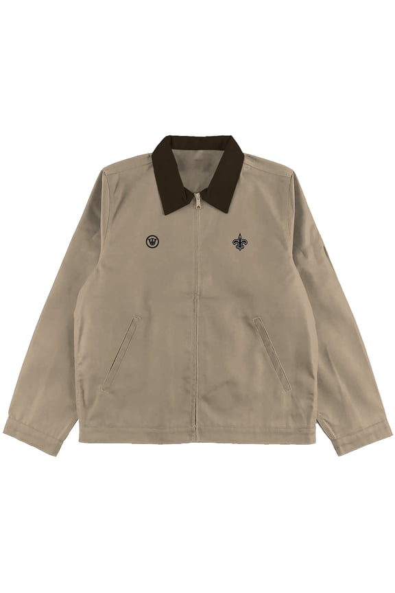 Unisex Khaki WRLDINVSN x New Orleans Saints Full-Zip Utility Jacket