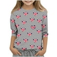 thumbnail image 1 of Unisex Kids 3/4 Sleeve Blouses for Girls Dressy Casual Loose Fit T-Shirts Flower Pattern Fall Trendy Shirts Crew Neck Spring Tops Lightweight Basic Tees 110, 1 of 5
