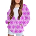 thumbnail image 1 of Unisex Kids All Over Flower Print Full Zip Hoodie Jacket Boys Girls Lightweight Casual Fall Winter Sweatshirt Coat Hot Pink 8-9 Years, 1 of 5