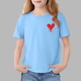 thumbnail image 1 of Unisex Kids Cartoon Print Tee - Heart Graphic Short Sleeve Crewneck Tops For Boys Girls Blue 12-13 Years, 1 of 6