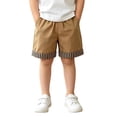 thumbnail image 1 of Unisex Kids Casual Short Pants, Elastic Waist Striped Cuff Patch‑Pocket Fashion Summer Shorts for Boys Girls, 1 of 5