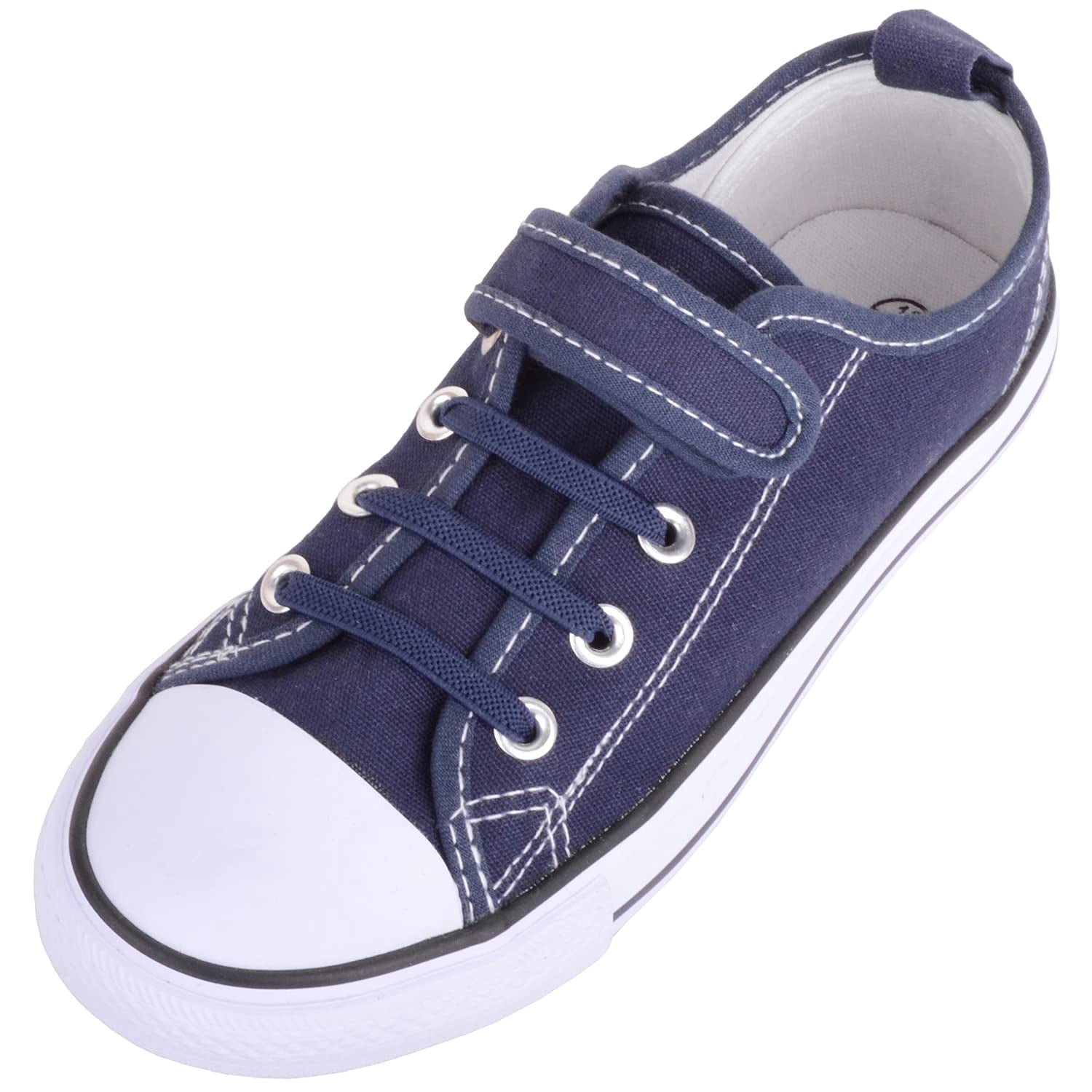 Unisex Kids Childrens Slip On Touch and Close Canvas Casual Pumps Shoes ...
