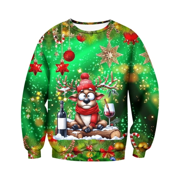 Unisex Kids Christmas Sweater 3D Graphic Funny Long Sleeve Holiday Pullover Sweatshirt 4-14 Years