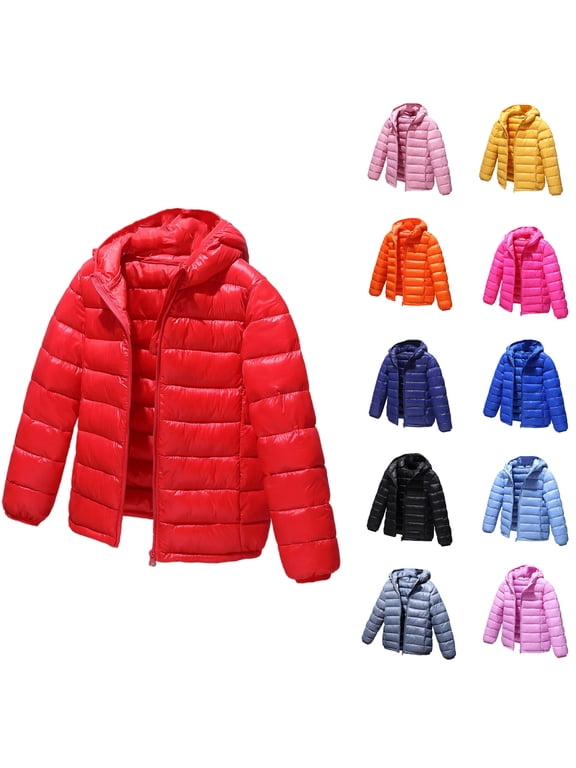 Unisex Kids Coat Boys Girls Puffer Jacket Winter Warm Insulated Lightweight Packable with Zip Pockets Outerwear Dark Blue 11-12 Y