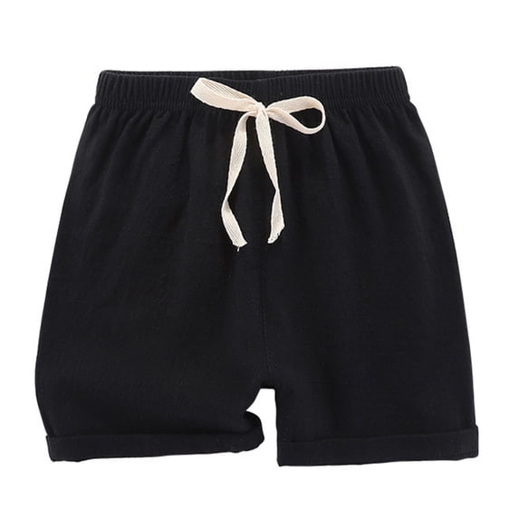 Unisex Kids Cotton Casual Shorts, Drawstring Elastic Waist Solid‑Color Thin Summer Beach Sports Shorts for Boys Girls 2‑12 Years Old