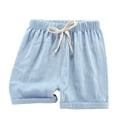 thumbnail image 1 of Unisex Kids Cotton Casual Shorts, Drawstring Elastic Waist Solid‑Color Thin Summer Beach Sports Shorts for Boys Girls 2‑12 Years Old, 1 of 5