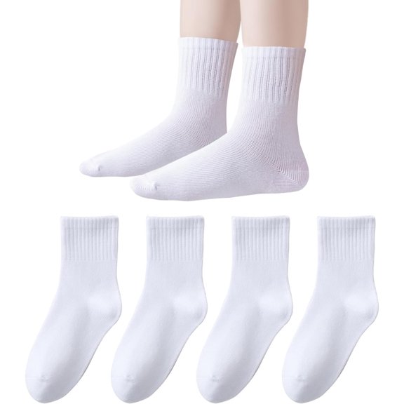 Unisex Kids Crew Socks Boys Dress Socks Soft Cotton Seamless School Socks for Girls White Black Navy 4/8 Pairs