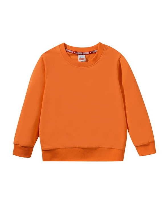 Unisex Kids Crewneck Sweatshirt Long Sleeve Design Warm Thick Build Ribbed Detail for Casual Outfits, for Everyday Style