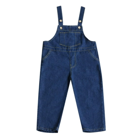 Unisex Kids Denim Jumpsuit Overalls Full Length Pants Adjustable Straps Soft Comfortable Playwear Durable Casual Romper with Pockets Easy Fasten for Toddler Blue 15 Years-16 Years
