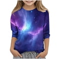 thumbnail image 1 of Unisex Kids Fading Starry Sky Printed 3/4 Sleeve Spring Tops Loose Fit Tunic Tops Boho Blouses for Girls Dressy Casual Summer Trendy Shirts Crew Neck Lightweight Basic Tees, 1 of 5