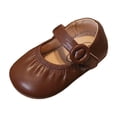 thumbnail image 1 of Unisex Kids Flats Brown | Non-Slip PU Faux Leather Round Toe Dress Shoes for Kids Girls Boys | Soft Sole for Wedding School Daily Wear,Size 8, 1 of 6