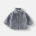 thumbnail image 1 of Unisex Kids Fuzzy Fleece Stand Collar Puffer Jacket,Solid Soft Plush Warm Zip Up Coat with Pockets for Boys Girls Fall Winter Gray 3-4 Years, 1 of 5