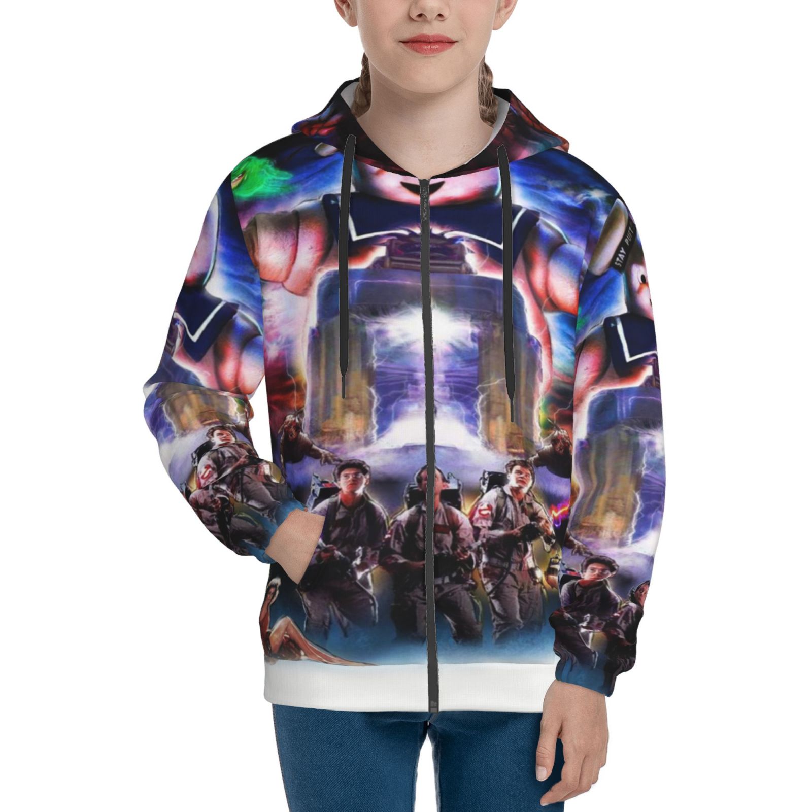 Unisex Kids Ghostbusters Zip Up Hoodie With Pocket Hooded Sweatshirt For Boy Girl With