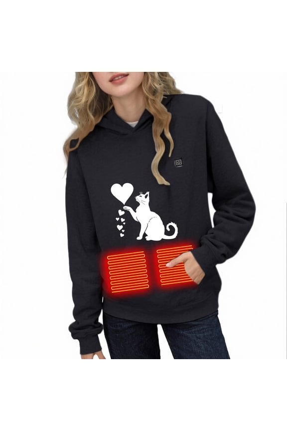 Unisex Kids Heated Hoodies Girls Boys 5 Zones Heating Sweatshirts Warm Winter Pullover Electric Hoodie 4 T, Black