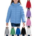 thumbnail image 1 of Unisex Kids Jacket Hooded Padded Coat Full Zip Long Sleeve Warm Winter Outerwear with Zipper Side Pockets for Boys Girls, 1 of 9