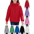 thumbnail image 1 of Unisex Kids Jacket Hooded Padded Coat Full Zip Long Sleeve Warm Winter Outerwear with Zipper Side Pockets for Boys Girls, 1 of 9