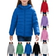 thumbnail image 1 of Unisex Kids Jacket Hooded Padded Coat Full Zip Long Sleeve Warm Winter Outerwear with Zipper Side Pockets for Boys Girls, 1 of 9