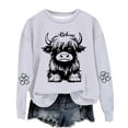 thumbnail image 1 of Unisex Kids Long Sleeve Fleece Sweatshirts Crew Neck Cow Print Sweatshirt Casual Lightweight Loose Fit Pullover Blouses 1-14 Years, 1 of 4