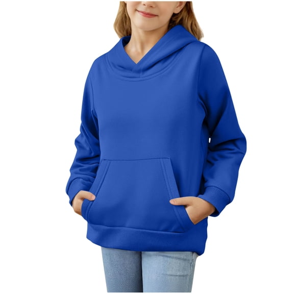 Unisex Kids Long Sleeve Sweatshirts Boys Girls Casual Basic Pullover Hoodies Youth Toddler Stylish Soft Warm Shirts 11-12 Years, Blue
