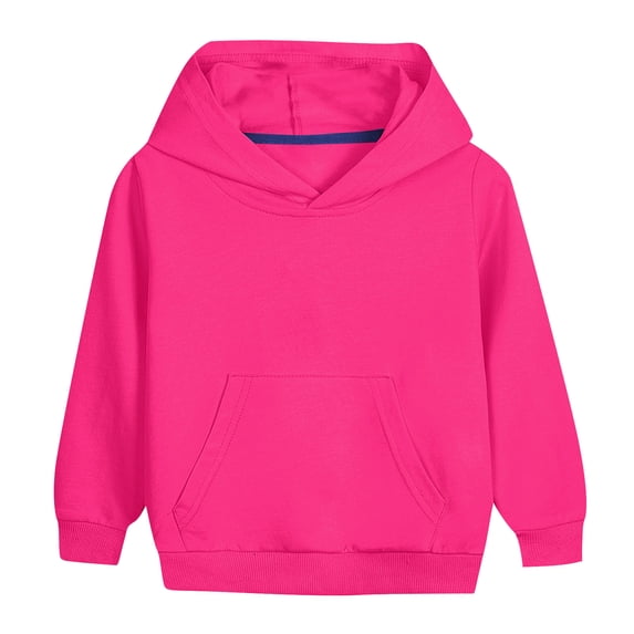 Unisex Kids Long Sleeve Sweatshirts Boys Girls Casual Basic Pullover Hoodies Youth Toddler Stylish Soft Warm Shirts 7-8 Years, Hot Pink
