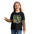 thumbnail image 1 of Unisex Kids Mardi Gras Shirts Boys Girls Striped Long Sleeve Shirt Funny Graphic Tee Tops Spring Summer Fashion Clothes Black 11-12 Years, 1 of 5