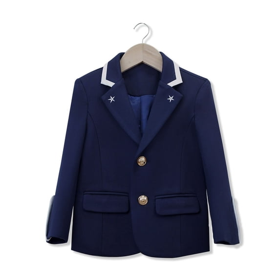 Unisex Kids Navy Blazer, School Uniform Style Button-Down Suit Jacket, Breathable Formal Outerwear for Boys & Girls, Ideal for School & Special Occasions, 2-12 Years Blue 2-3 Years