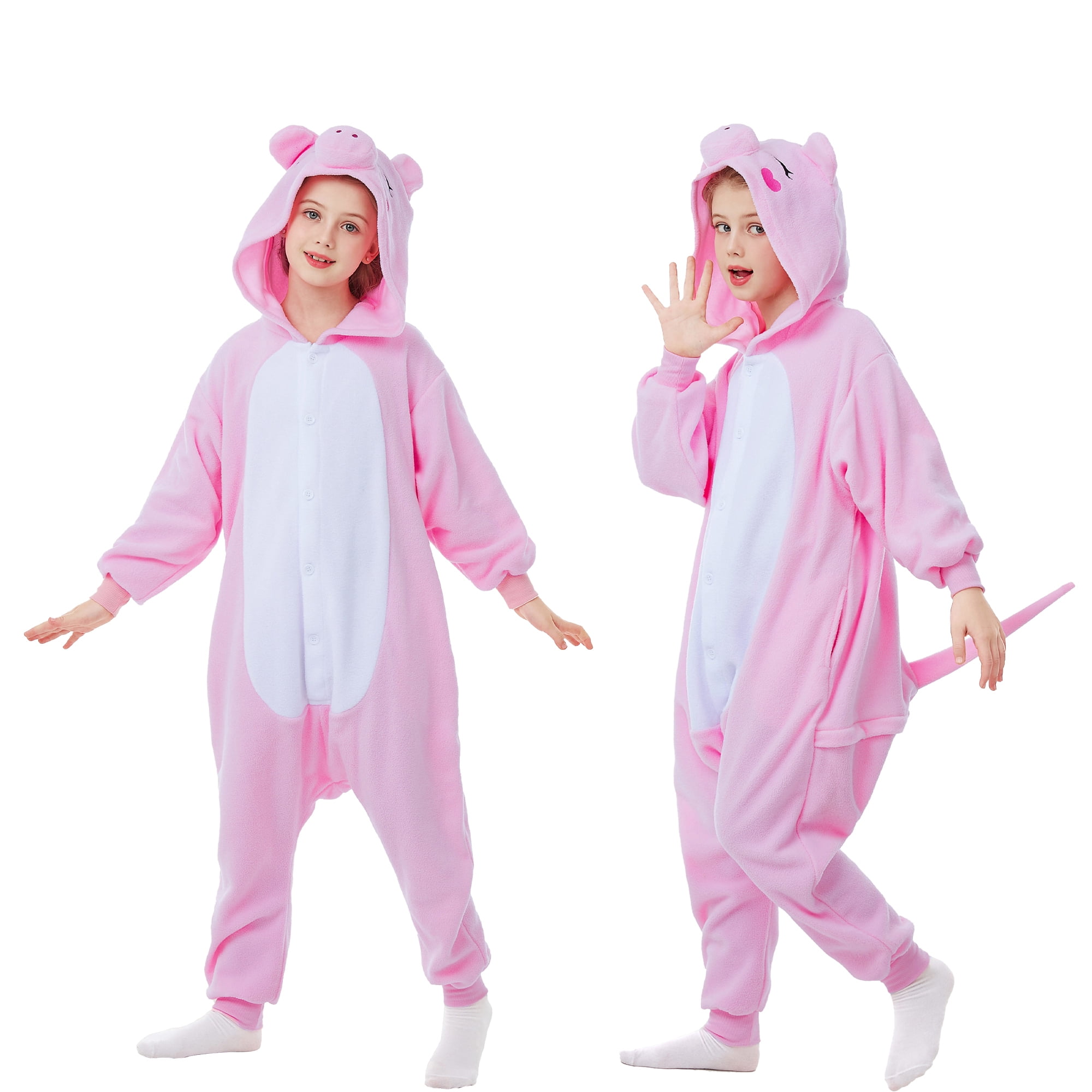 Unisex Kids Pig Onesie CANASOUR Pink Animal Pajamas Cosplay Christmas Polyester for Girls and Boys 10 12 Years